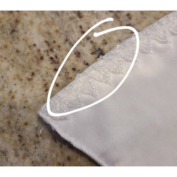 Vintage Size S 6.5 Ivory Cotton Beaded Waterfall Formal 12.5" Long Gloves - Picture 15 of 16